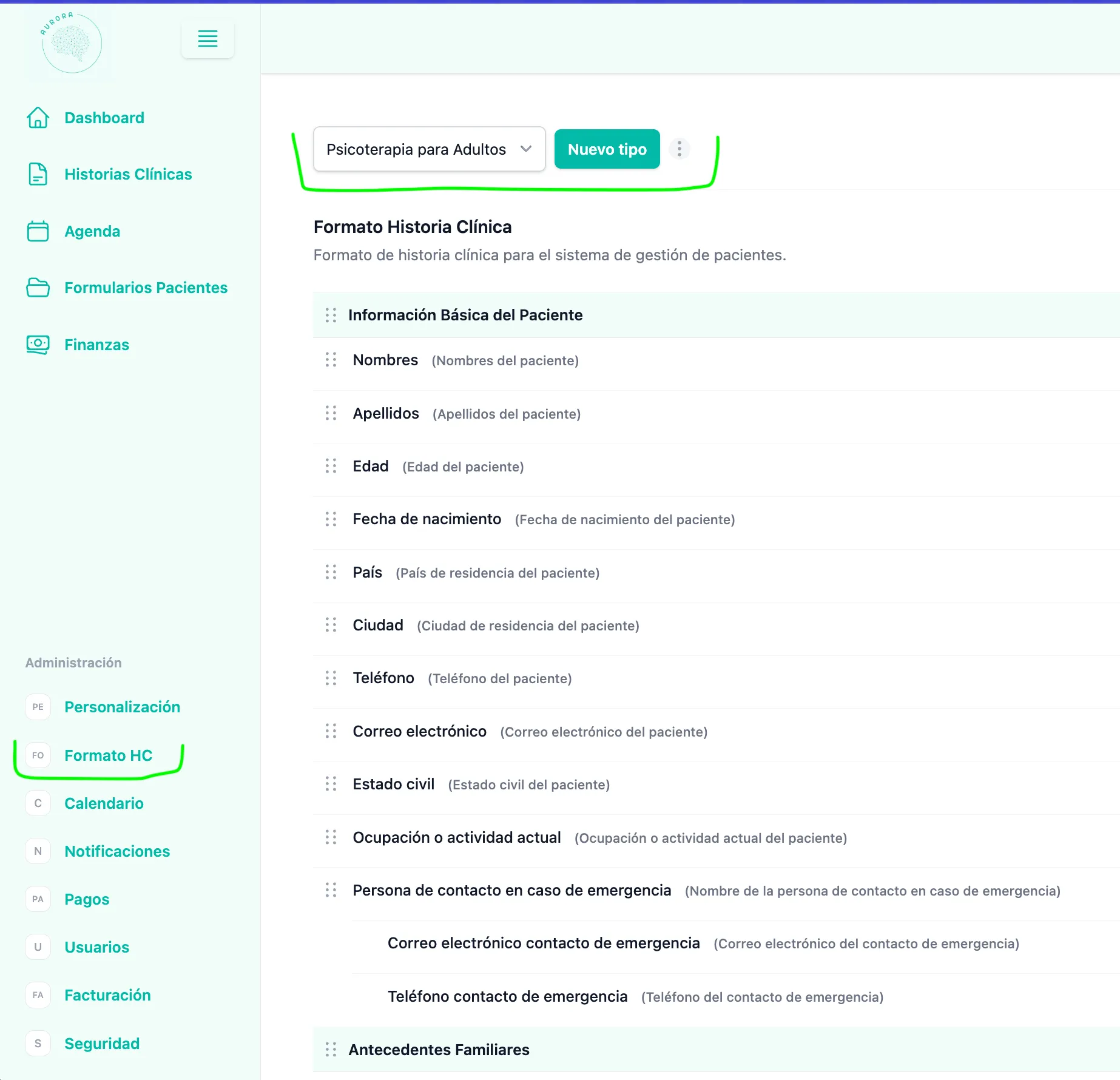 Gestión de tipos de formato